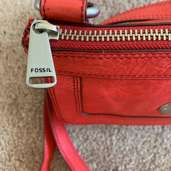 Fossil Bags Fossil Cowhide Red Leather Crossbody Shoulder Bag